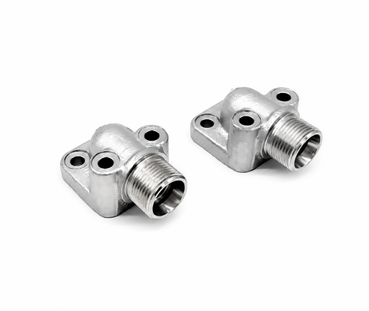Gear Pump Flange 90&deg; Elbow with EO 24&deg; Cone End